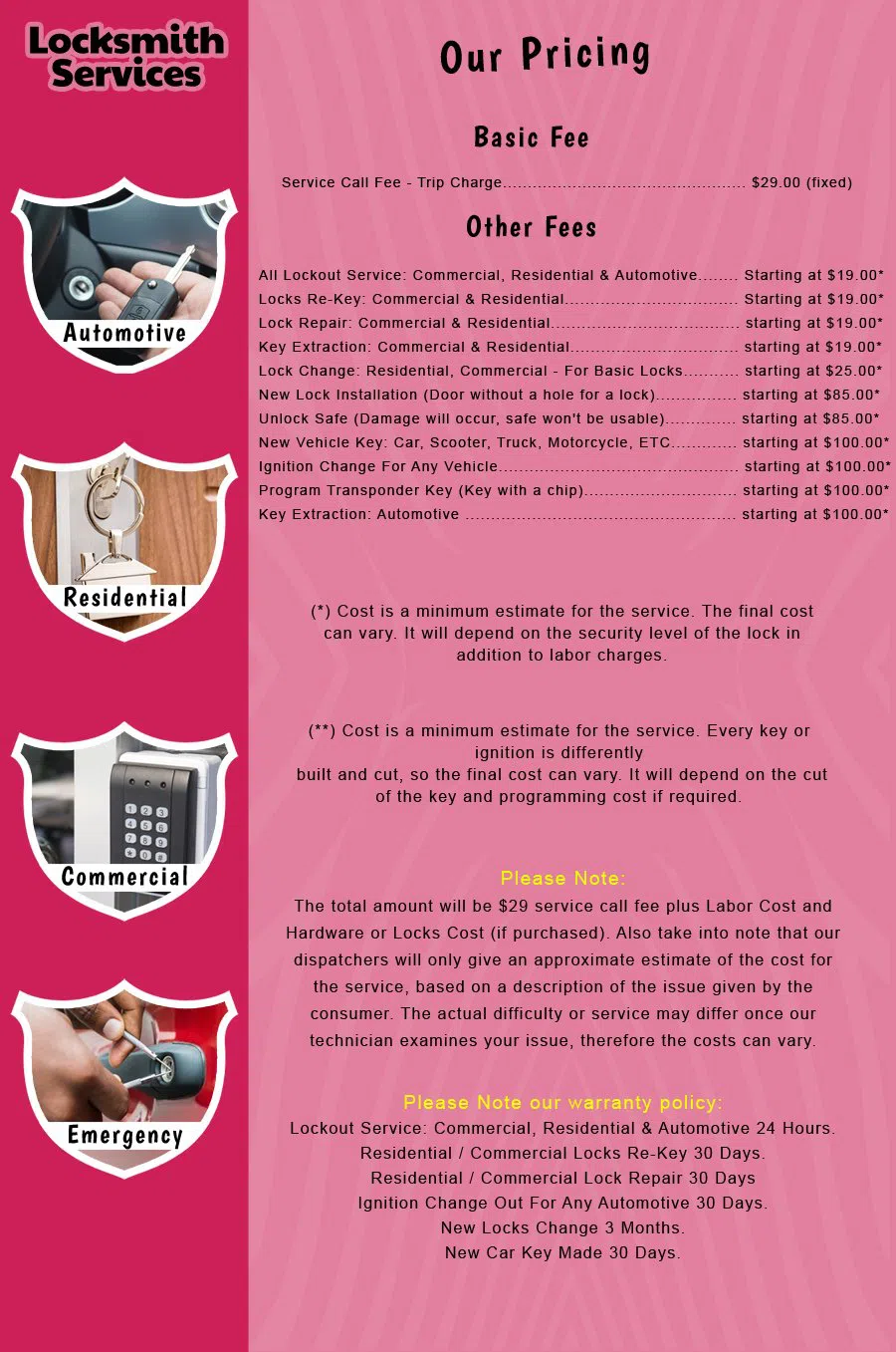Point Pleasant NJ Locksmith Store Point Pleasant, NJ 732-338-9207 - price-list-c-18